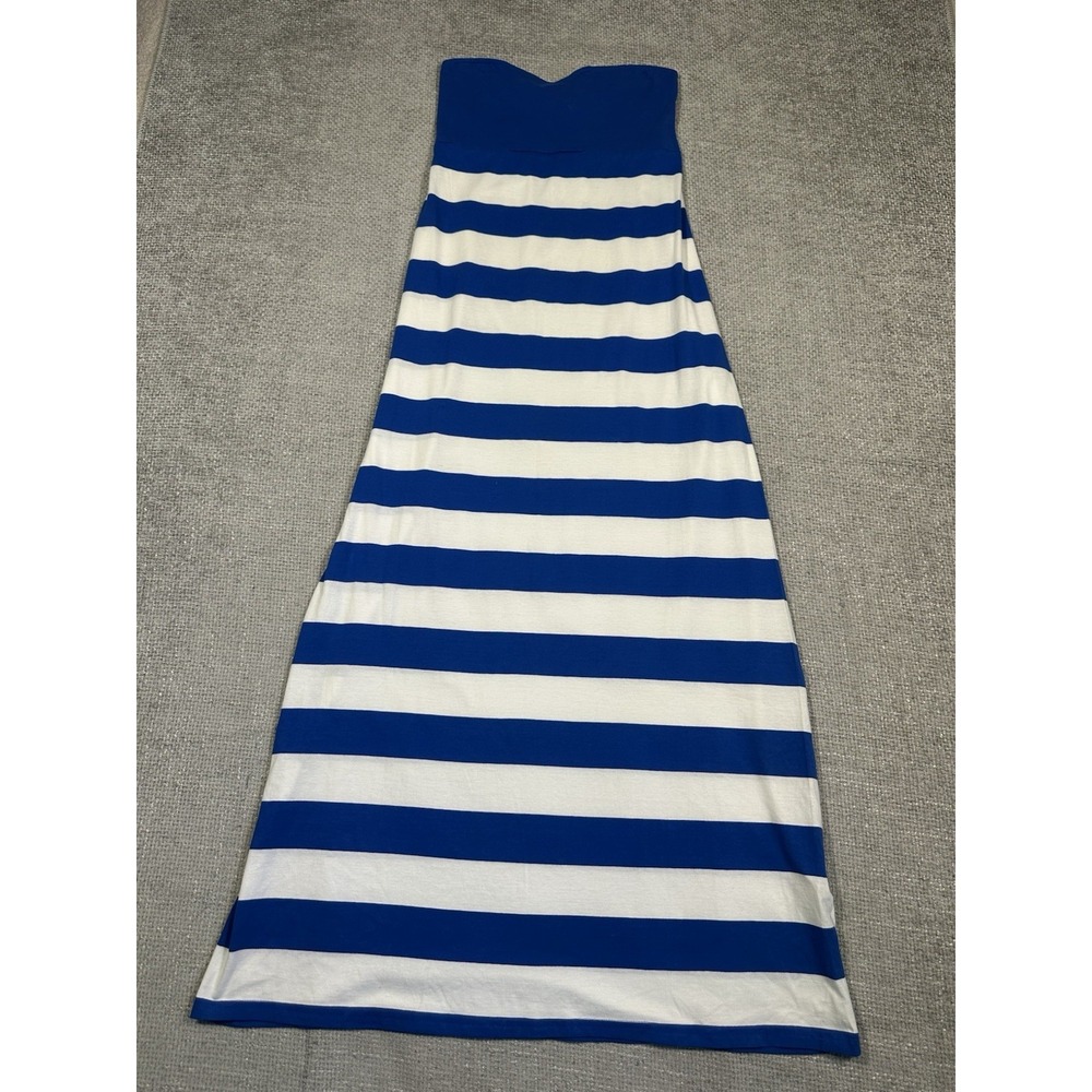 Op Ocean Pacific Dress Large Blue White Striped Beach Cover Up Maxi Y2K Read‎